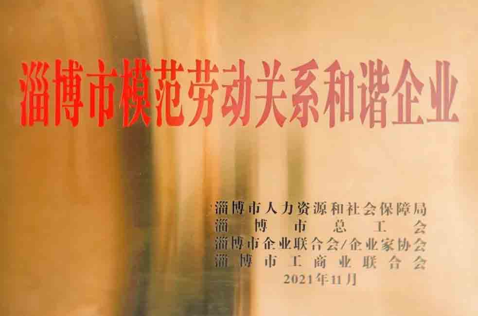 公司榮獲“淄博市勞動關系和諧企業”稱號