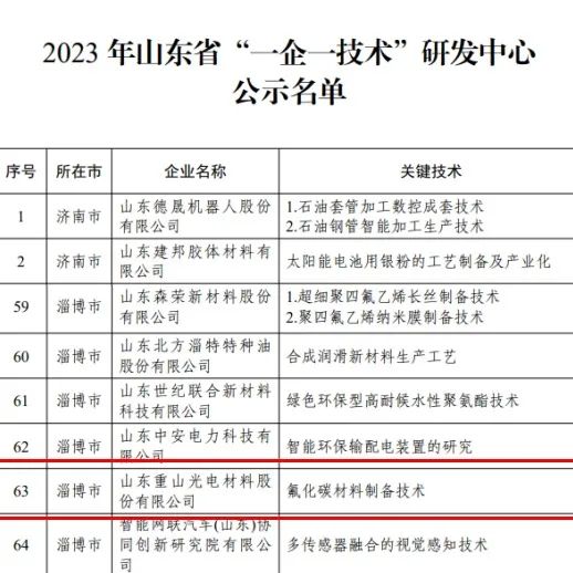 山東省“一企一技術”研發中心